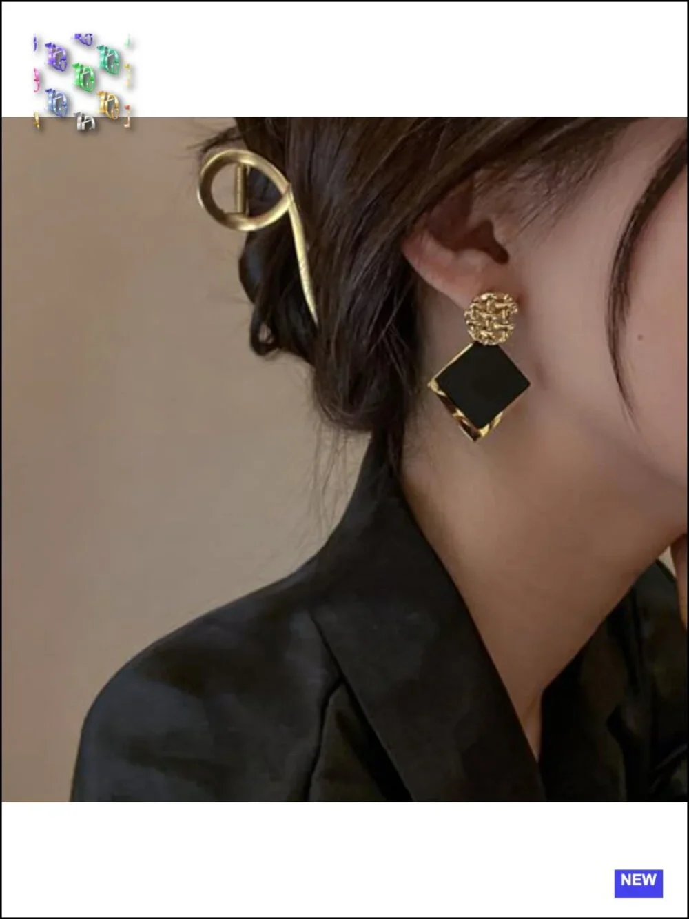 Vintage Geometric Drop Dangle Earrings Square Statement Hanging Earrings for